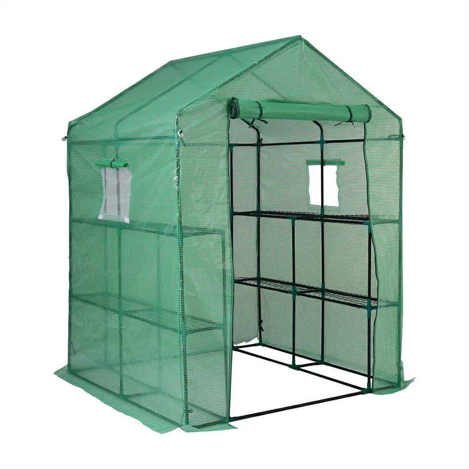 ビニール温室 大型 2枚カバー付き143*142*196CM 温室 左右2段 ベランダ 家庭用 ビニールハウス 家庭菜園 ガーデンハウス フラワーハウス ラック ビニール カバー 組立式