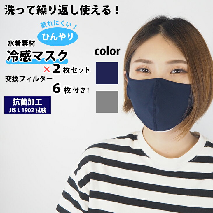 【送料無料】MASK2020 マスク本体＋交換フィルター 2セット洗える マスク 秋 無地 柔らかい 2枚セット 水着素材 紺 ネイビー グレー 繰り返し使える 大人用 レディース メンズ