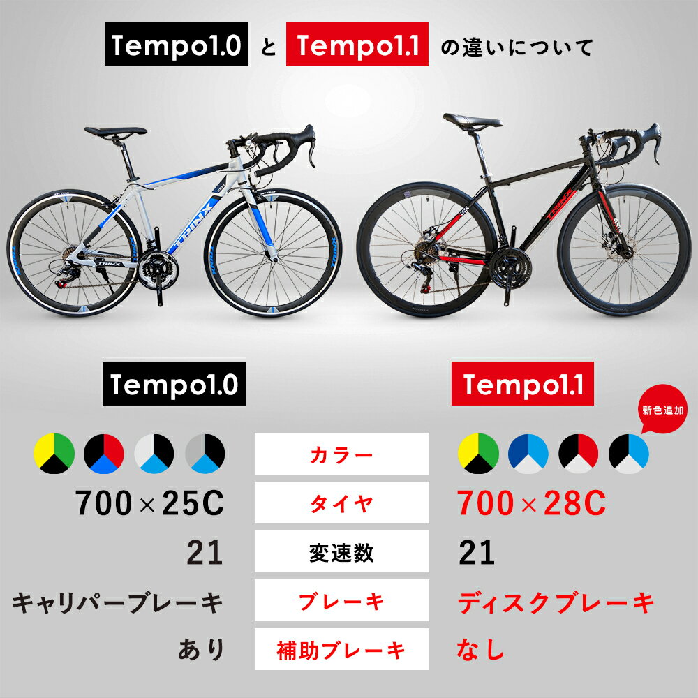 【送料無料】ロードバイク前後ディスクブレーキエントリーモデルSHIMANO 21SPEED軽量 アルミフレーム通勤通学にロードレーサー700C 入門用クイックリリースディスクロード TRINX TEMPO1.1 JP-Ver.