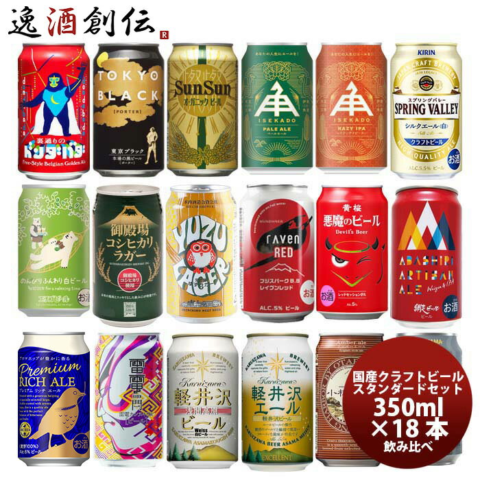 【お買い物マラソン期間中・エントリーでポイント5倍！】国産クラフトビール バランス良し！ スタンダード 18種 18本 飲み比べセット 逸酒創伝 オリジナル