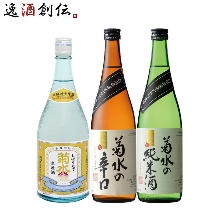 【P7倍 楽天スーパーSALE 期間限定・エントリーでP7倍 6/4 20時から】父の日 菊水 入門 飲み比べセット 720ml 3本 しぼりたて生原酒 菊水の辛口 菊水の純米酒 初心者 菊水酒造 本州送料無料 四…