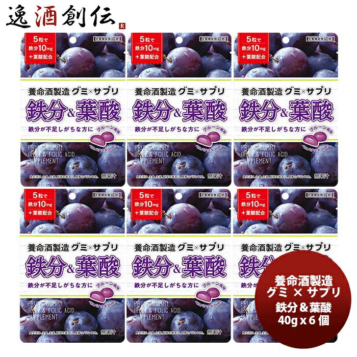 養命酒製造 グミ×サプリ 鉄分&葉酸 40g x 6個