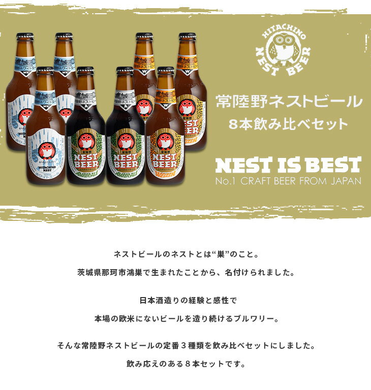 【エントリーでポイント5倍！楽天スーパーSALE期間限定！】 茨城県 木内酒造 ネストビール 飲み比べセット 8本セット ギフト 父親 誕生日 プレゼント お酒 敬老の日 ビール