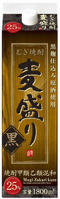 【5/16 01:59まで！エントリーでポイント7倍！お買い物マラソン期間中限定】焼酎 麦焼酎 麦盛り 黒 25度 パック 1800ml 1.8L×6本(1ケース)