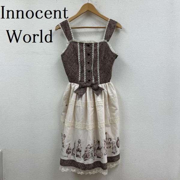 Innocent World イノセントワールド ひざ丈スカート ワンピース One-Piece Medium Skirt ジャンパー スカート 香水 蝶々 レース ノースリーブ ワンピース【USED】【古着】【中古】10026003