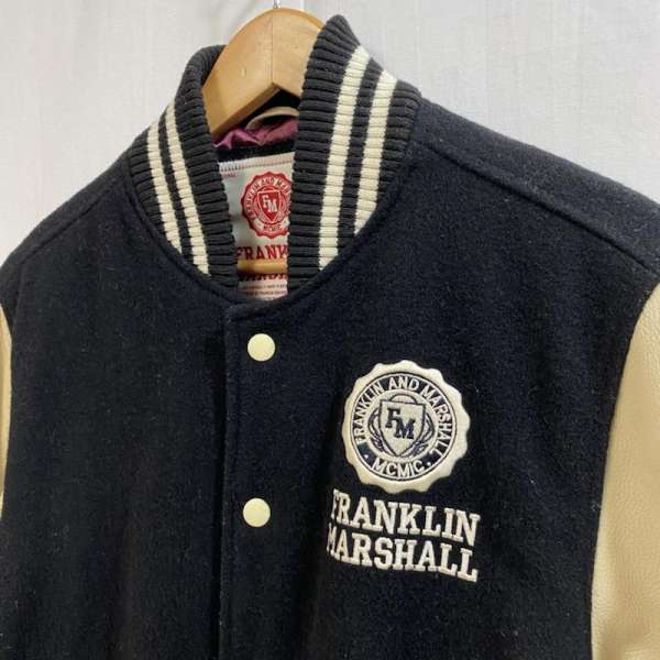 FRANKLIN&MARSHALL フランクリンマーシャル ジャンパー、ブルゾン ジャケット、上着 Jacket スタジャン/袖レザー/中綿/キルティング/刺繡ロゴ/XS【USED】【古着】【中古】10040138