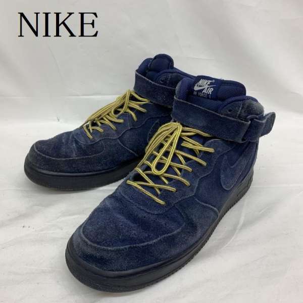 NIKE ナイキ スニーカー スニーカー Sneakers エア フォース 1 ミッド AIR FORCE 1 MID 07 バイナリー ブルー スエード 315123-410【USED】【古着】【中古】10040500