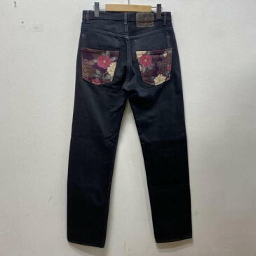 Levi's リーバイス デニム、ジーンズ パンツ Pants, Trousers Denim Pants, Jeans ×泥棒日記 501 ブラックデニム リメイク 和柄【USED】【古着】【中古】10041137