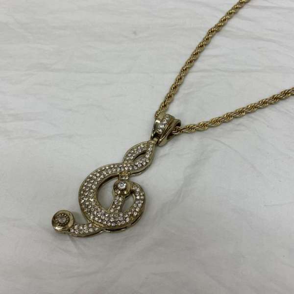 USED/古着 USED古着 ネックレス、ペンダント アクセサリー Accessory Necklace, Pendant ト音記号 音符 ラインストーン 14K イタリア製 ネックレス【USED】【古着】【中古】10043901