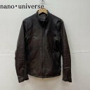 nano universe ナノユニバース レザージャケット ジャケット 上着 Jacket ゴートレザー シングル ライダース やぎ革 エイジング加工【USED】【古着】【中古】10046884