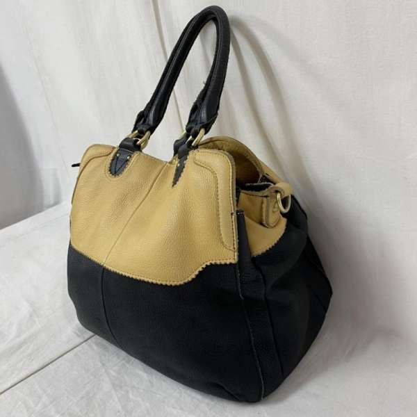 Beaure ヴュレ トートバッグ トートバッグ Tote Bag 2WAY BAG/トートバッグ/ショルダーバッグ/レザーバッグ/LEATHER/バイカラー/ブラック ベージュ【USED】【古着】【中古】10053570