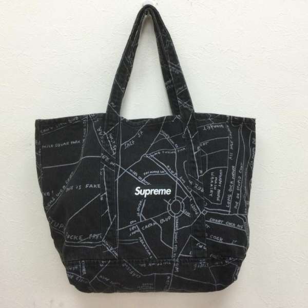 Supreme シュプリーム トートバッグ トートバッグ Tote Bag 19ss Gonz Denim Tote ゴンズ マップ デニム トートバッグ BOX LOGO 609【USED】【古着】【中古】10059947