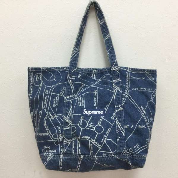 Supreme シュプリーム トートバッグ トートバッグ Tote Bag 19ss Gonz Denim Tote ゴンズ マップ デニム トートバッグ BOX LOGO 609【USED】【古着】【中古】10059948