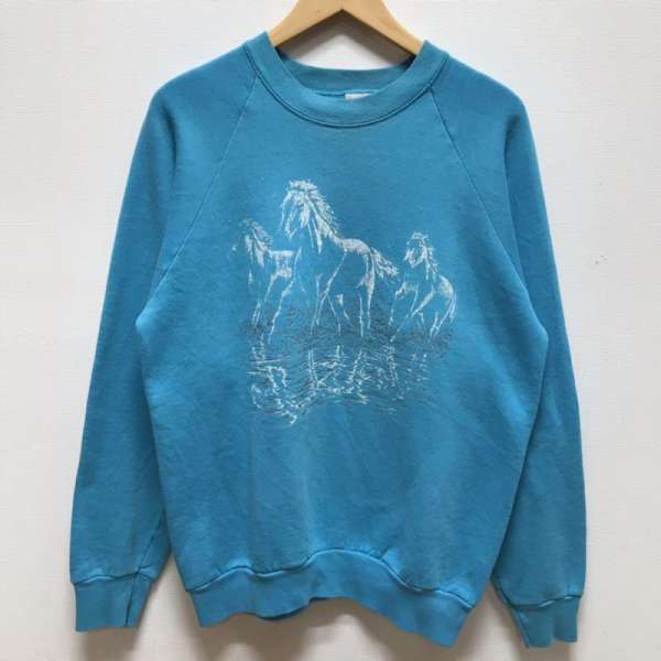 FRUIT OF THE LOOM フルーツオブザルーム 長袖 トレーナー Sweat, Sweatshirt 90s USA製 ホースプリント【USED】【古着】【中古】10060703