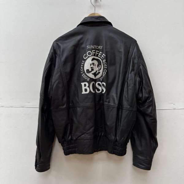 USED 古着 レザージャケット ジャケット、上着 Jacket SUNTORY BOSS サントリー ボス レザー ジャケット 革ジャン ボスジャン ロゴ 刺繍【USED】【古着】【中古】10075251