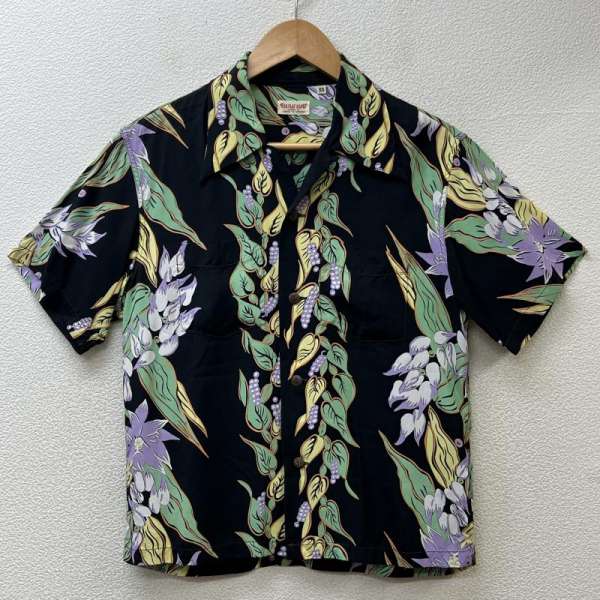 FLATHEAD フラットヘッド 半袖 シャツ ブラウス Shirt, Blouse HS-02 リーフ柄 レーヨン オープンカラー アロハ【USED】【古着】【中古】10084562