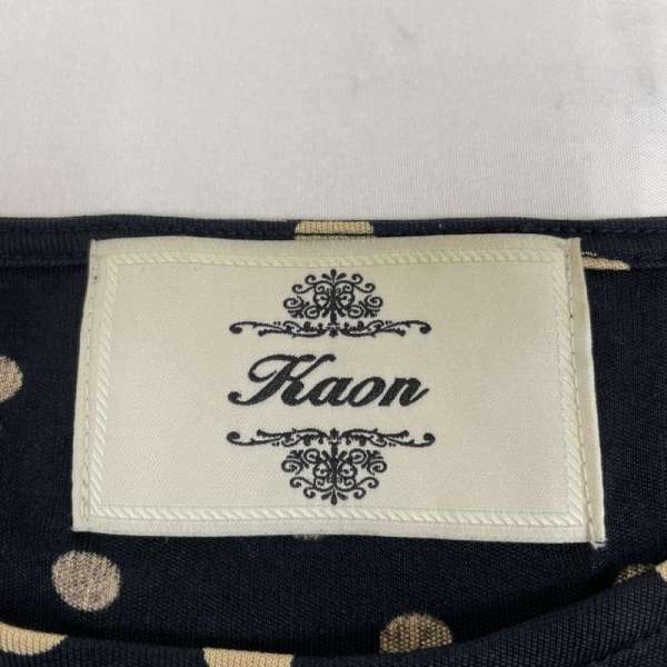 Kaon カオン ひざ丈スカート ワンピース One-Piece Medium Skirt リボンスリーブ 裾スカラップ シルク ワンピース ドット柄【USED】【古着】【中古】10085460