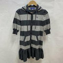 BURBERRY バーバリー 長袖 ニット、セーター Knit, Sweater BURBERRY BLUE LABEL / ロングニットワンピース / 前開き / ワンポイント刺繡ロゴ / FBF02-560-06 / GRY / 38【USED】【古着】【中古】10090540