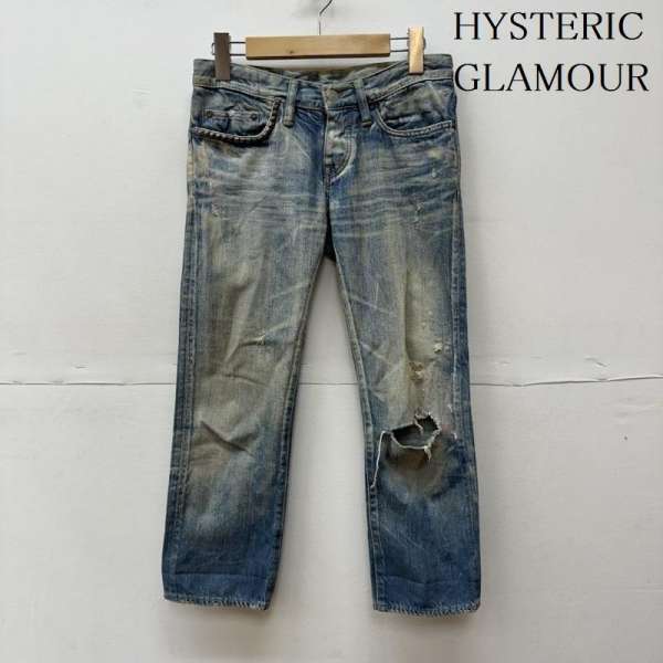 HYSTERIC GLAMOUR ヒステリックグラマー デニム、ジーンズ パンツ Pants, Trousers Denim Pants, Jeans ダメージ加工 スタッズ デニム パンツ【USED】【古着】【中古】10092354