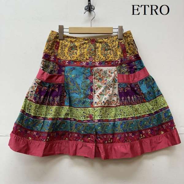 ETRO エトロ ひざ丈スカート スカート Skirt Medium Skirt 総柄 フレア スカート Aライン【USED】【古着】【中古】10096610