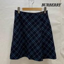 BURBERRY バーバリー ひざ丈スカート スカート Skirt Medium Skirt BURBERRY LONDON バーバリーロンドン スカート 40 NVY チェック ウール 合皮 FX005-045【USED】【古着】【中古】10097684