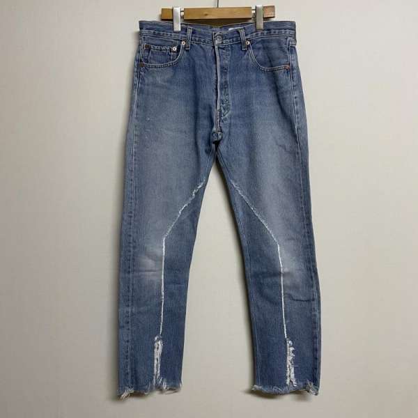 OLD PARK オールドパーク デニム、ジーンズ パンツ Pants, Trousers Denim Pants, Jeans ボタンフライ フロントスリット テーパード フリンジデニムパンツ【USED】【古着】【中古】10098784