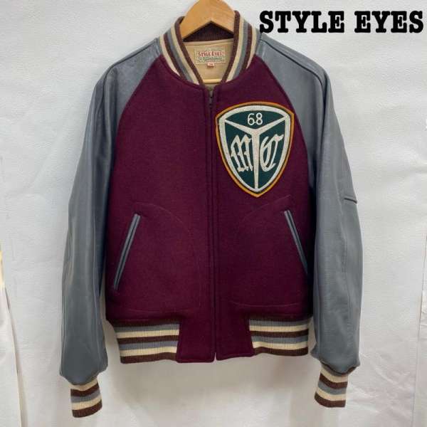 style eyes スタイルアイズ セミデコ 袖革スタジャン 背中ビッグ style eyes スタイルアイズ セミデコ 袖革スタジャン 背中ビッグ