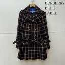 BURBERRY BLUE LABEL バーバリー・ブルーレーベル コート一般 コート Coat E1B07-493-09 ベルト付 格子柄 裾プリーツ ウール コート【USED】【古着】【中古】10102839