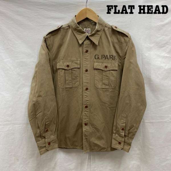 The Flat Head ザ フラットヘッド 長袖 シャツ ブラウス Shirt, Blouse The Flat Head GLORY PARK グローリーパーク ミリタリー シャツジャケット ステンシル 36【USED】【古着】【中古】10103685