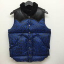 WACKO MARIA ワコマリア ダウンベスト ジャケット 上着 Jacket 450-482-77 Rocky Mountain ロッキーマウンテン コラボ レオパード裏地 ロゴ刺繍入り レザーヨーク ダウンベスト レザー部分に傷入り【USED】【古着】【中古】10105160