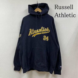 Russell Athletic ラッセルアスレティック 長袖 パーカー Hooded Sweatshirt, Hoodie ヘビーウェイト パーカー スウェット アスレチックス コラボ ロゴ 刺繍 24【USED】【古着】【中古】10106589