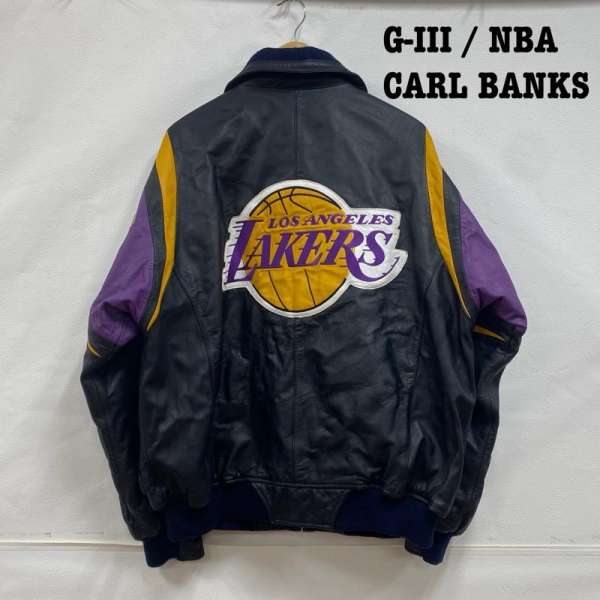 VINTAGE ヴィンテージ レザージャケット ジャケット、上着 Jacket G-III CARL BANKS 90's NBA レイカーズ LAKERS スタジャン アワード L【USED】【古着】【中古】10108474