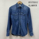 HYSTERIC GLAMOUR ヒステリックグラマー 長袖 シャツ、ブラウス Shirt, Blouse 長袖 LU加工 ウエスタン デニム シャツ ブラウス 胸ポケット ボタン ヴィンテージ加工【USED】【古着】【中古】10108832(4)