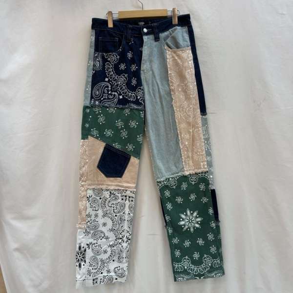 USED 古着 デニム、ジーンズ パンツ Pants, Trousers Denim Pants, Jeans JADED LONDON ジェイデッドロンドン パッチワーク ペイズリー デニムパンツ【USED】【古着】【中古】10119798
