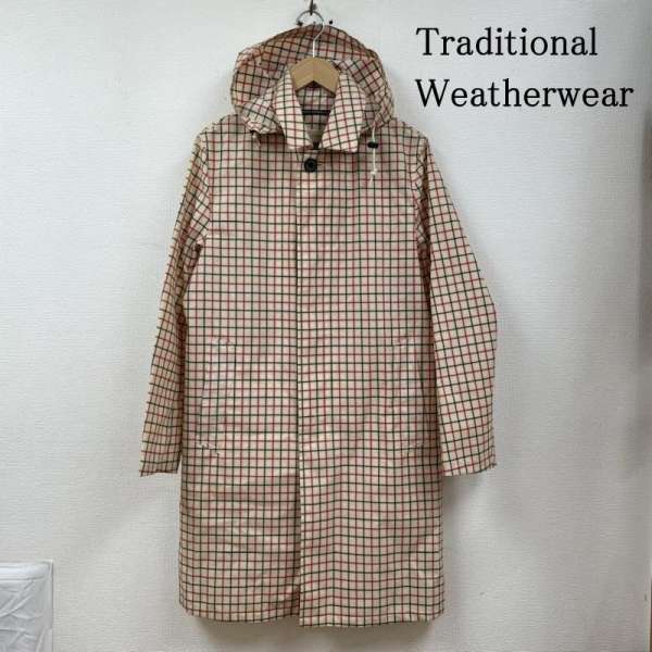 Traditional Weatherwear トラディショナルウェザーウェア コート一般 コート Coat フード付き クラブチェック レイン コート ジャケット ボタン 収納袋付き【USED】【古着】【中古】10121707