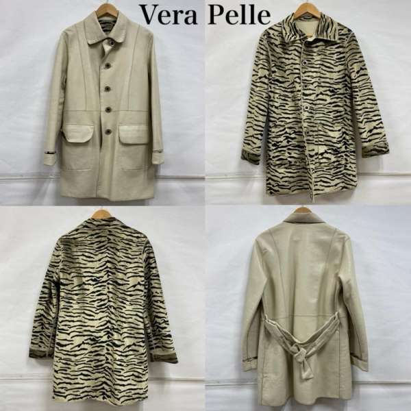 USED 古着 コート一般 コート Coat VERA PELLE イタリア製 リバーシブル レザー【USED】【古着】【中古】10121854