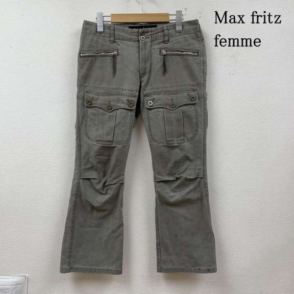 古着 Max fritz femme バイカー パンツ カーゴ フレア バイク ジップフライ 42【USED】【古着】【中古】10125575