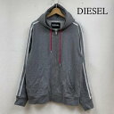 DIESEL ディーゼル 長袖 パーカー Hooded Sweatshirt, Hoodie アーム テープ ロゴ ジップアップ スウェット パーカー フーディ...