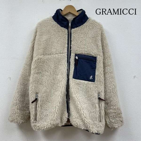 グラミチ フリークスストア 別注 ダブルジップアップ ボア ジャケット フリース ロゴ 刺繍 GUJK-21F2009 L【USED】【古着】【中古】10129936