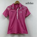 アディダス クール Tシャツ 半袖 ハーフボタン 花柄 プリント ポロシャツ ゴルフ スポーツウェア S【USED】【古着】【中古】10130046