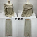 古着 anuans オフショル リブ ニット セットアップ ロング タイト スカート 1524631180-0 M【USED】【古着】【中古】10132327