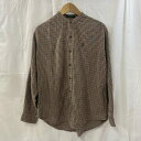 ポロバイラルフローレン VINTAGE RALPH LAUREN グリーンタグ ノーカラー長袖シャツ チェック柄 ベージュ L L【USED】【古着】【中古】10133061(4)