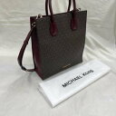 マイケルコース 35F1GM9T8B ショッパートート ミディアム レザー 総柄 ブラウン ワインレッド -【USED】【古着】【中古】10133494