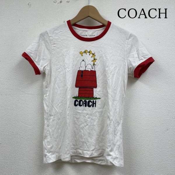 コーチ 半袖 リンガー Tシャツ Shirt ロゴ スヌーピー プリント クルーネック 4576 XS【USED】【古着】【中古】10134819