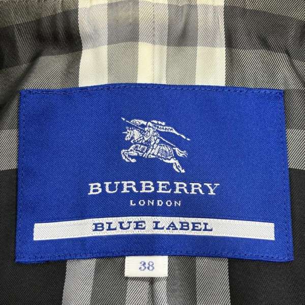 バーバリー・ブルーレーベル アンゴラ混 ウール シングル コート 裏地チェック Aライン FNF07-718-07 レディース 38【USED】【古着】【中古】10135272