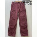 古着 DRIZA-BONE ドライザボーン ワールド ヒッコリー ストライプ ダブルニー ワーク ペインター パンツ 赤 白 レッド ホワイト メンズ S【US...