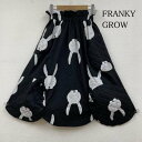フランキーグロウ QUILTING SWITCHING SKIRT BLACK RABBIT ウエストゴム ロング 変形 フレア スカート うさぎ キルティング レディース LL【USED】【古着】【中古】10137044