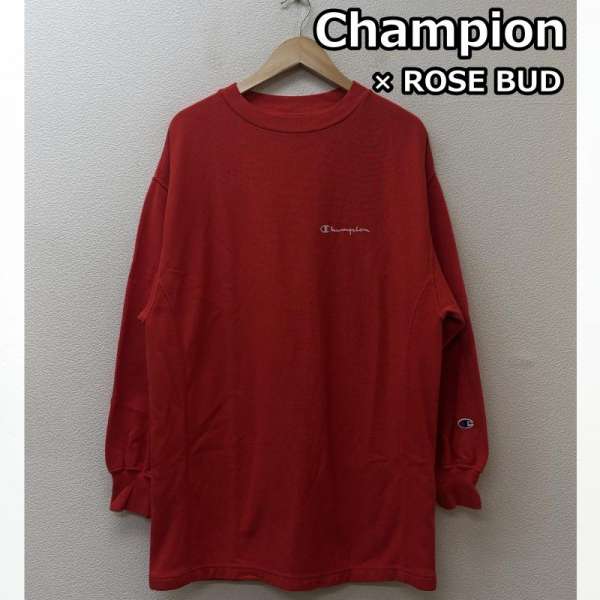 チャンピオン ROSE BUD ローズバッド コラボ CWSU003 リバースウィーブ スウェット トレーナー 赤 レッド レディース S【USED】【古着】【中古】10137154