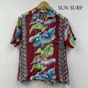 サンサーフ 半袖 アロハ シャツ 総柄 柄シャツ 開襟 オープンカラー ハワイアン SPECIAL EDITION ANTHURIUM カメハメハ SS38867 メンズ S【USED】【古着】【中古】10138177(4)