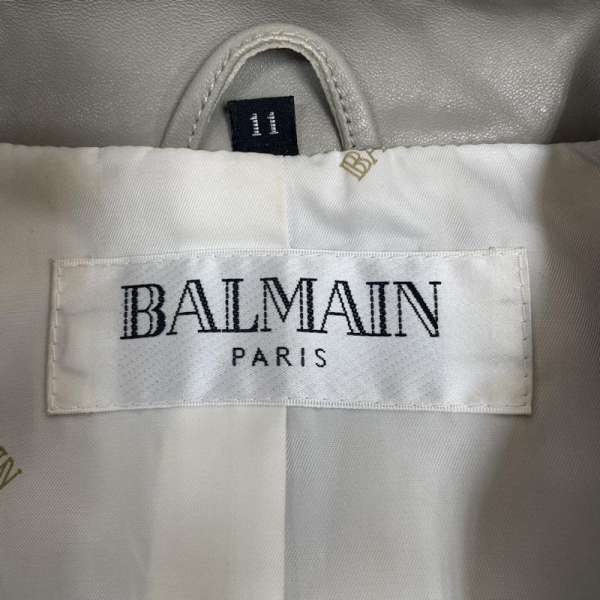 バルマン ラムレザー シングル ジャケット コート ボタン 裏地総ロゴ プリント 本革 羊革 レディース 11号【USED】【古着】【中古】10138303